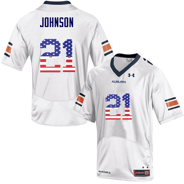 Men #21 Kerryon Johnson Auburn Tigers USA Flag Fashion College Football Jerseys-White